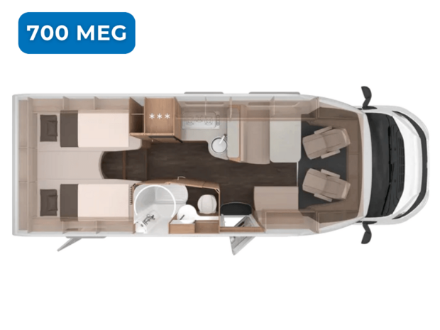 KNAUS LIVE TI 2027 – 700 MEG Grundriss des KNAUS LIVE TI 2027 700 MEG