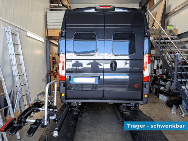 Schwenkbarer Fahrradträger nachrüsten Wohnmobil Fahrradträger für Kastenwagen, schwenkbar am Heck