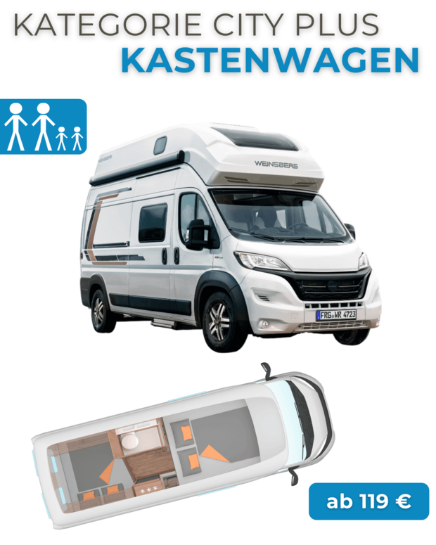Kastenwagen-Wohnmobile mieten mit Hubbett vorne